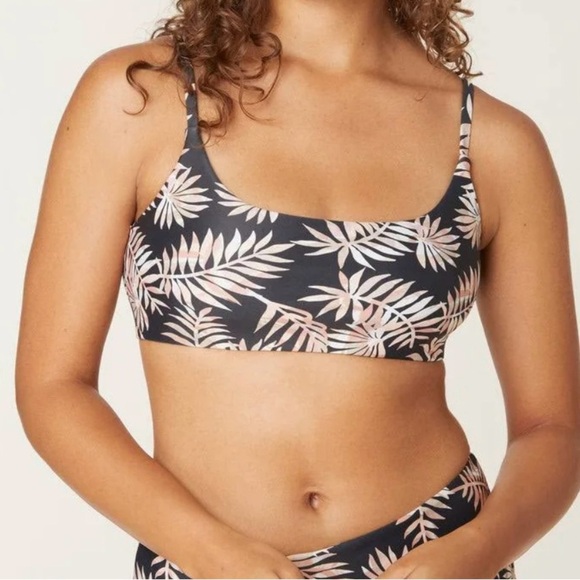 Andie Other - Andie Swim Faherty Women's The Maui Bikini Top Size XL Black Tropical Palm Print